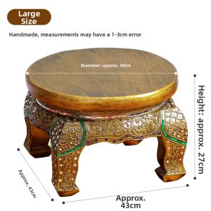 YILI DECO | Southeast Asian Style Solid Wood Round Stool