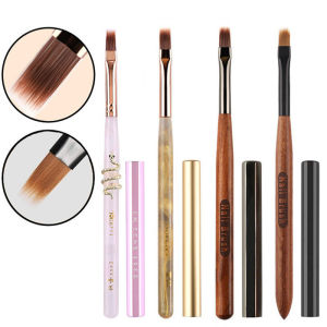 แปรงทาเล็บลายไล่สี ด้ามไม้จันทน์ 1/2 ชิ้น สำหรับเพ้นท์เล็บ ทาเจลยูวี ไล่สีอะคริลิค