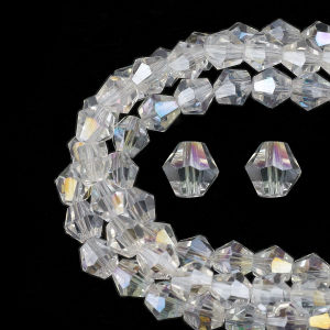3/4/6/8mm Austrian Crystal Bicone Glass Beads White AB Color Faceted Spacer Loose Beads For Jewelry Making DIY Bracelet Necklace