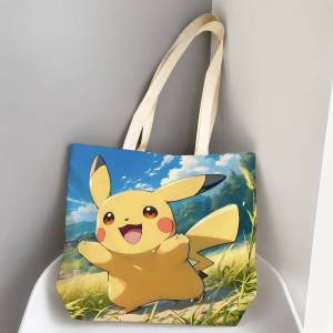 Bandai | Pokemon Sinnoh Starters Storage Bags Tote Bag Travel Summer Beach Shoulder Bag Reusable Grocery Shopping Bag Anime Artwork