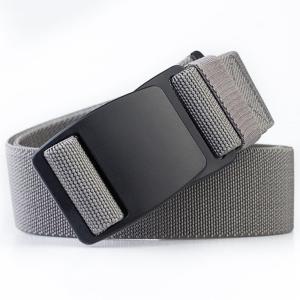 Extra Long 110-130cm Men Canvas Belt Cloth Belt Men Belt Kids Belt Adult Belt Metal Free Plastic Automatic Buckle Bypass Airport Security BLACK