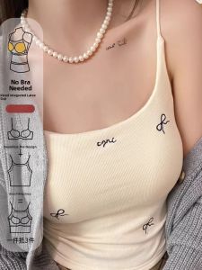 chaqi | Fashionable White Butterfly Knot Vest Womens Inner Wear With Chest Pad 2025 New Style Beautiful Back Bottoming Small Strap Top