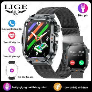LIGE | Đồng Hồ Thông Minh LIGE Full Touch Dành Cho Nam Pin 410mAh Đèn LED Theo Dõi Thể Thao Gọi Bluetooth Chống Nước IP68 Vòng Đeo Tay Thông Minh Với Chức Năng Theo Dõi Nhịp Tim
