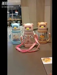 400ml Baby Kids Babys Learning Drinking Water Bottle Feeding Sippy Thick Straw Water Cup Random Tumbler