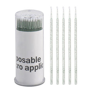 100pcs Disposable Eyelash แปรงแต่งหน้าคริสตัล Lash EXTENSION แปรงทําความสะอาดขนตายก Applicator Microbrush พร้อมกล่อง