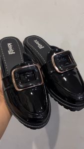 Sepatu Docmart Bapau Wanita Pernik Hitam Terbaru Hak 3CM Fashion Korean Style Flat Loafers