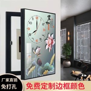 Punch-Free Meter Box Decorative Painting with Clock Vertical Modern Minimalist Block Living Room Distribution Box Main Switch Hanging Painting