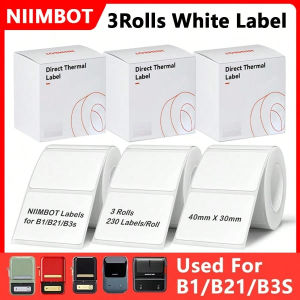 Niimbot Label 3Rolls Label For B1 B21 B3S B31 K3 Mini Portable Thermal Printer Label White Sticker For Adhesive Label Printer