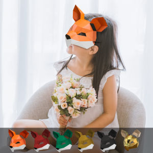 New Year Little Mouse Mask Half Face Handmade DIY Polygon Three-Dimensional Origami Party Cute Kids Rat Year Gift