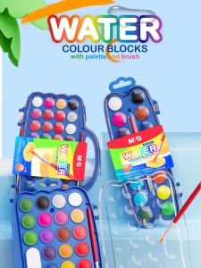 M&G Watercolor Blocks Set 12/24/36+2 Colors (Extra 2 Colors) Complete with Brush Palette & Sponge Vibrant Pigments Detachable Palette All-in-One Watercolor Set – APL976L3 APL976L4 APL976L5
