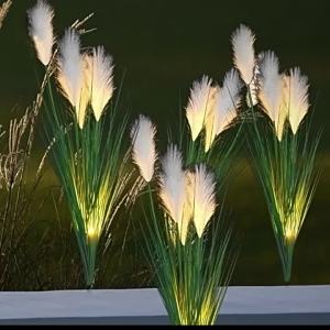 SXH  Solar Light Reed Fiber Optic Color Changing Villa Garden Courtyard Ground Stake Light Outdoor Waterproof Landscape Decorative Light