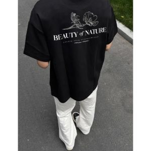 Loose Fit Mens Short Sleeve T-Shirt Cotton Lightweight Summer Sporty Casual Style Printed round Neck Top for Teens