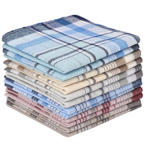 6Pcs Pure Cotton Handkerchief Mens Plaid Classic Wipe Sweat Business Breathable Sweat