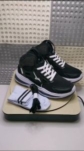 Sneakers Pria Sporty Mid-Cut Mesh Hitam - Gaya Korea Free Kaos Kaki COD