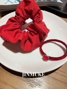 Fashionable Simplistic Pure Color Heart Shaped Hair Ties JINMUKE New Years Accessory Red Love Knot Hair Bands Hair Ropes