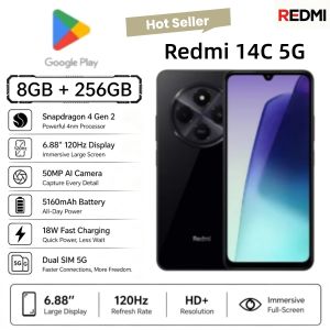 Redmi | 2026 new Redmi 14C 5G 8GB+256GB Smartphone Helio G81-Ultra 6.88-inch 120Hz Display 50MP AI Camera 5160mAh 18W Fast Charge