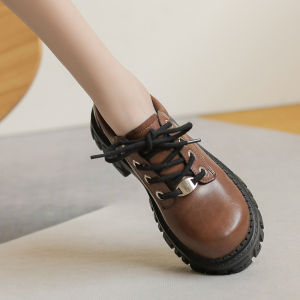 Pink Thick Bottomed Heels Durable Fashionable Womens Single Shoes Cross Strap Metal Detailing Increased Height PU Leather