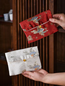 Double Layer Chinese Embroidery Jewelry Bag Woven Silk High End Accessory Bag Small Cloth Bag Bracelet Bag Bracelet Storage