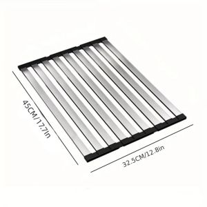 304 stainless steel kitchen sink drain rack sink bowl and dish storage rack foldable and retractable drain basket