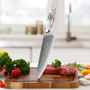 SHANGDAO 67 Layers Damascus Steel 8 Inch Chef KnifeErgonomic Ink and Wash Resin Handle Full Tang Cutting Kitchen Cooking Knife