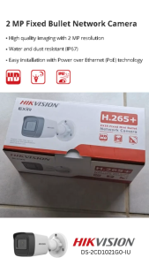 DS-2CD1021G0-IU Hikvision IP Camera Fixed Bullet 2MP PoE BUILT IN MIC