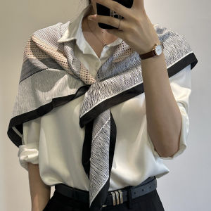 Khăn Choàng Lười Đi Biển Phong Cách Scandinavia INS Kẻ Sọc Khoét Lỗ Thiết Kế Đơn Giản Khăn Choàng Nữ Xuân Thu