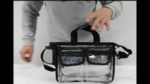 Medium Clear PVC Makeup Artist Set Bag Transparent Cosmetic Storage Bag Travel Make up Kits Organizer MUA Bag Stadium Approved Clear Tote Bag with Removable Shoulder Strap