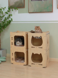 Lovinland Cat Bed Nest for All Seasons Enclosed Cats Bed for Summer Heat Dissipation and Cool Upper and Lower Bunk Beds Cat Hammocks with Free Mats