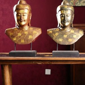 ไม้เนื้อแข็งแกะสลักพระพุทธรูปหัวโบราณประดับห้องนั่งเล่นวินเทจทำเครื่องประดับพระพุทธรูปเก่าพระพุทธรูปหัวประติมากรรม