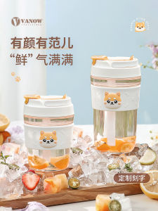 Vanow Glass Cup Womens Summer High Aesthetic Portable New 2025 Tea Coffee Drinking Straw Cup Heat Resistant Transparent