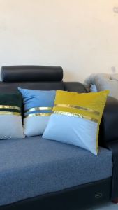 Sarung Bantal Sofa Beludru Premium Uk 45x45 Mewah List Gold Nordic Style / Dekorasi Sarung Bantal Sofa Import Premium