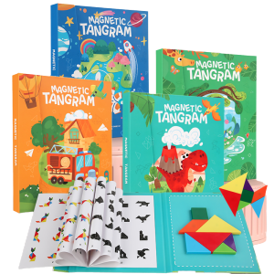 3D Wooden Magnetic Jigsaw Puzzle Games Geometric Shapes Tangram Toy Montessori Early Education Sorting For Toys Children Gifts