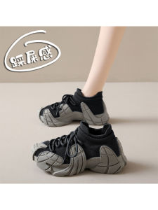 Womens Socks Sports Shoes Breathable Lightweight Mesh Fitness Running Shoes Large Size 41-42 Fashionable Dad Sneakers