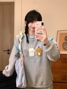 Áo Nỉ Cổ Tròn Dài Tay Thêu Hoa Ren Màu Sắc Thiết Kế Nhỏ Dễ Thương Cho Nữ Áo Nỉ Thoải Mái Quần Áo Công Sở Mùa Đông 2024