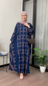 Terbaru Gamis Kaftan Jumbo Motif Githa Adem Cocok untuk dirumah atau untuk Pengajian
