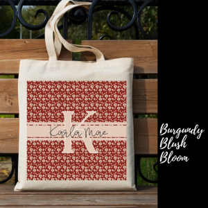 Personalized Tote Bag-Burgundy Blush Bloom Edition (12x14)