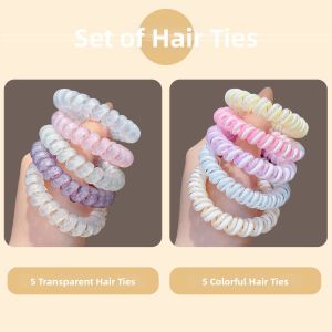 DUBAO | Glitter Telephone Cord Design Traceless Elastic Hair Ties for Girls
