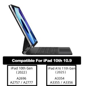 GOOJODOQ Magic Keyboard for iPad 10th 10.9 A16 11th Gen keyboard Case Multi-Touch trackpad with Backlight