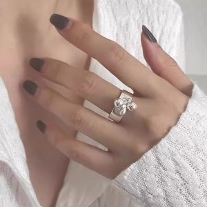 Fashionable Adjustable Beaded Ring Korean Style Irregular Design New Hand Jewelry Open Ring Geometric Pattern for Women
