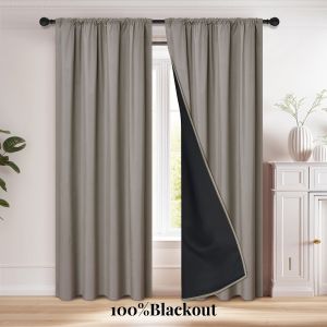 1pc Solid Color Curtain with Rod Pocket100% Blackout Curtains Kitchen Bedroom Living Room Curtains for Window Curtain