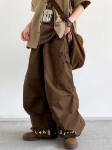 Retro Japanese Style Workwear Pants Mens Womens Straight Leg Loose Fit Casual Trousers Summer Cotton Youth Fashion