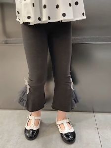 Bell bottoms for girls fall dress ballet style delicate sense baby children micro lace pants