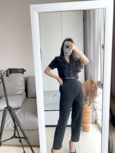 SHIRT SETELAN CROP SETELAN CRINKLE IMP