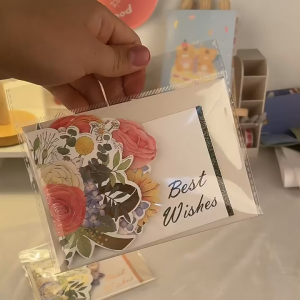 3D watercolor flower greeting card Blessing card with envelope Birthday Christmas surprise card