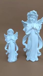 Praying Angel Statue Art Decorative Figurine for Home Garden TV Stand Desk Table Bookshelf Memorial Angel Collection