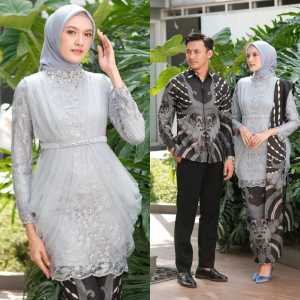 SET KEBAYA TUNIK TERBARU | BATIK COUPLE TERBARU | SET KEBAYA BROKAT KEBAYA ENGAGEMENT WISUDA KEKINIAN | BATIK SERAGAM MODERN TIFFANI GREY