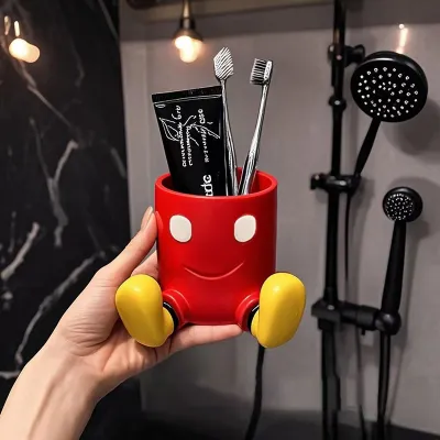 Creative Cartoon Mickey Electric Toothbrush Storage Rack Base Bathroom Washstand Cute Toothpaste Organizer Shelf Home Decor