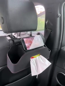 Hộp đựng đồ treo ghế sau ô tô da PU đa năng tích hợp hộp đựng giấy giá đỡ điện thoại móc treo đồ khay để cốc