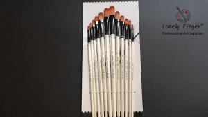 Lonely Finger | 12pcs Filbert Paint Brushes Professional Nylon Hair Fine Tip Paint Brush Set Artist Acrylic Brush for Acrylic Watercolor Oil