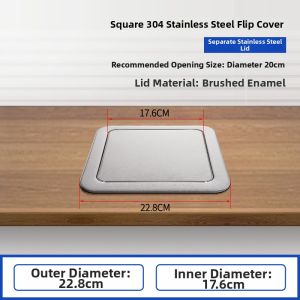 CUNGSA | Flap Lid Stainless Steel Square Kitchen Trash Bin